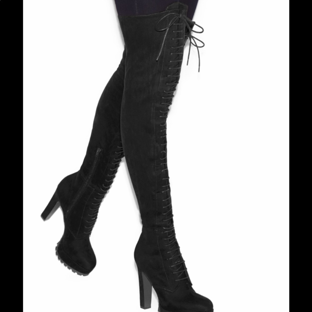 Thigh high suede boots never worn